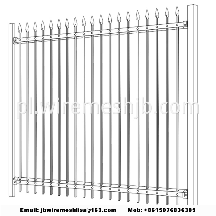 Black Zinc Steel Wrought Iron Fence